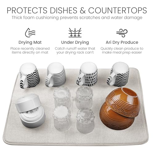 Bellemain Dish Drying Mat, Drying Matt Kitchen Counter, 17"x24" -Light Grey - color: Light Grey, size: 17" x 24"