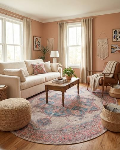 Rugs.com Nostalgia Collection Washable Rug – 7' 10 x 10' Oval Antique Beige Flatweave Rug Perfect for Living Rooms, Large Dining Rooms, Open Floorplans - size: 7'10" x 10' (Oval)