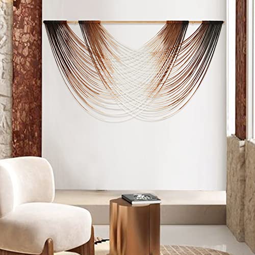 Macrame Wall Hanging Brown Dip Dyed Boho Fiber Art Decor 57"W*35"L - color: Brown