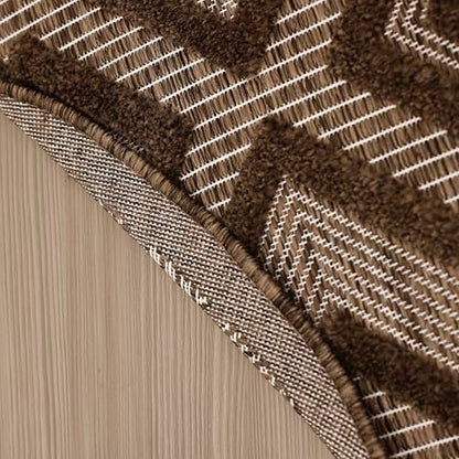 Nourison Home Versatile Brown 4' x Round Area Rug - Easy Clean, Non Shedding, Bed Room, Living Room, Dining Room, Kitchen (4' x Round) - color: Brown, size: 4' (Round)