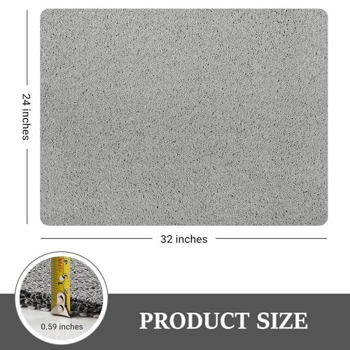 LuxStep Shower Mat Bathtub Mat Non-Slip Bath Mat with Drain, Quick Drying - color: Stylish Grey, size: 32" x 24"