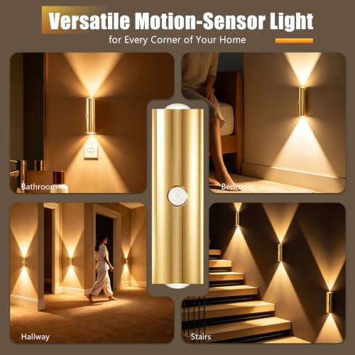 Motion Sensor Wall Light, Magnetic Rechargeable Wall Sconces - color: Gold