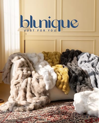 Ultra Soft Cozy Faux Fur Throw Blanket, Fuzzy Plush Thick Bubble Blanket, Oversize Luxury Fluffy Blanket for Couch, Sofa, Bedroom, and Living Room, 50x60 Inches, Light Brown - color: Bubble Light Brown, size: Throw(50" X 60")