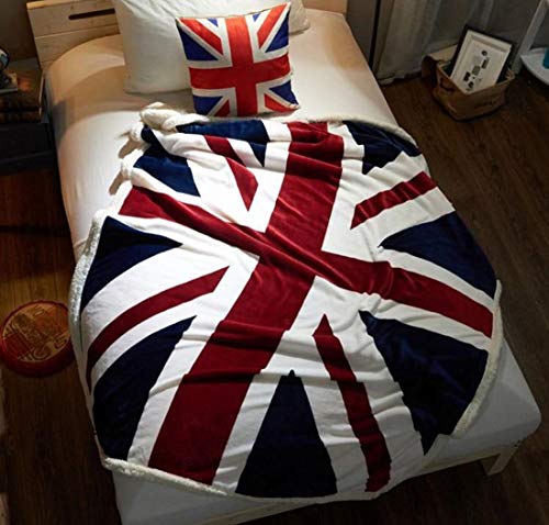 UKELER Flannel Sherpa Throw 60'' x 50'' Union Jack Fleece Blanket Soft Comfy Flannel Blanket Throws for Bed/Couch/Sofa/Office/Camping - color: B-union Jack, size: 50''x60''