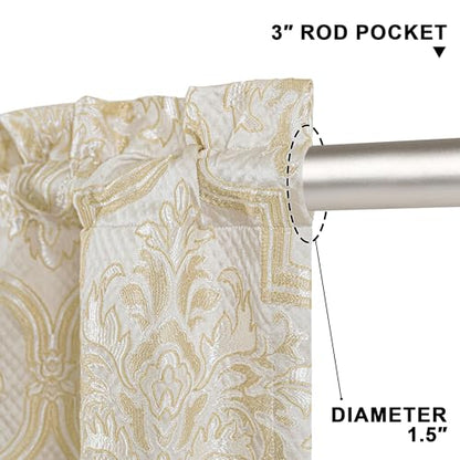 Loom and Mill Luxury Damask Floral Valances for Windows, Beige Gold,54"x18" - color: Beige Gold