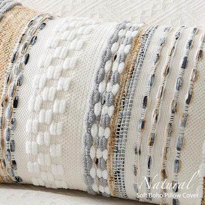 Kevin Textile Boho Tufted 12x24 Inch Lumbar Pillow Cover 1 Pack, Beige - color: Beige, size: 24" x 12" (Pack of 1)