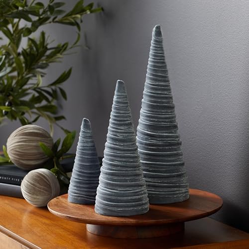 Your Heart's Content Gray Velvet Trees Set of 3 (Gray) - color: Gray