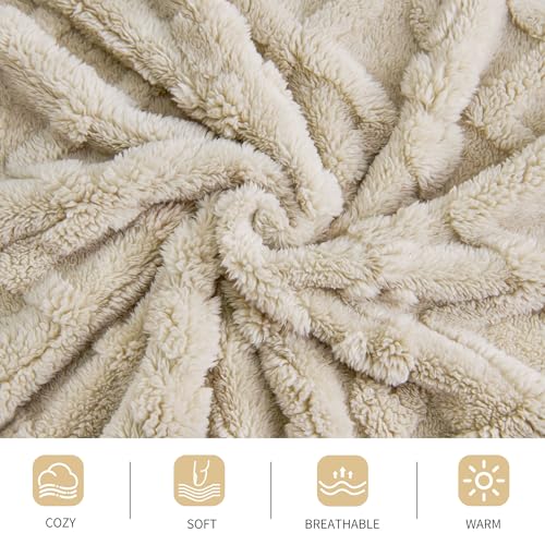 Aganear Fleece Throw Blanket for Bed Couch 90"x108" Khaki - color: Khaki, size: King(108×90in)