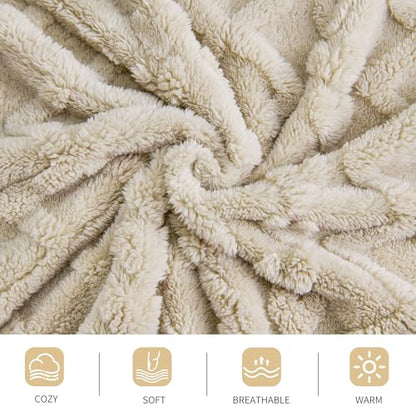 Aganear Fleece Throw Blanket for Bed Couch 90"x108" Khaki - color: Khaki, size: King(108×90in)
