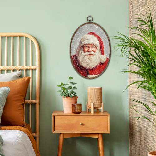 FLAWAFLOMA Red Christmas Santa Oval Canvas Wall Art Decor 8.6x11.4 Inch - color: Christmas-14
