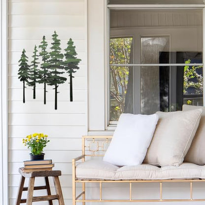 ESTART Metal Pine Tree Wall Art, Metal Tree Wall Decor - color: Green