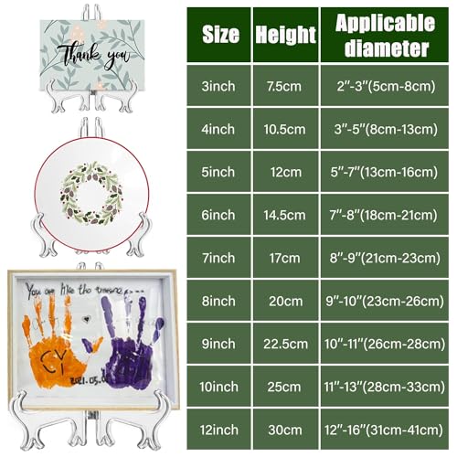LonlyEagle 6 Pack 9 Inch Clear Plastic Easels or Stand/Plate Holders to Display Pictures or Other Items at Weddings, Plate Stands for Home Decoration, Birthdays, Tables - size: 9 inch