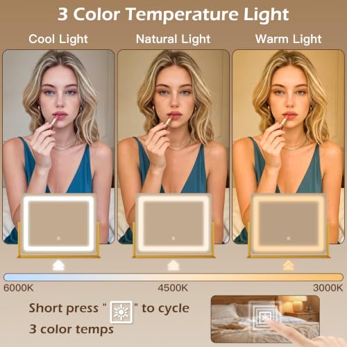 CraftCraze Makeup Mirror with Lights Vanity Mirror Dimmable|22"x17"Gold - color: Gold, size: 22"L x 17"W