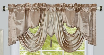 GOHD Valarie Fancy Window Valance 54"x18".with Soft Satin Swag.Sand - color: Sand, size: 54"W x 18"L (Pack of 1)