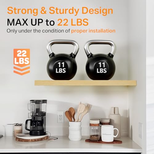 BAYKA Light Oak-Toned Floating Shelves 15.7in, Set of 3, Wall Mounted Shelf - color: G. Oak-toned - Mid-century Revival Style, size: 15.7inches