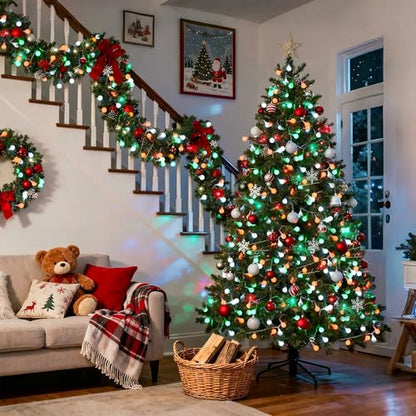JMEXSUSS 33ft 100 LED Globe Red White and Green Christmas String Lights - color: Red White and Green, size: 100 LED Plug