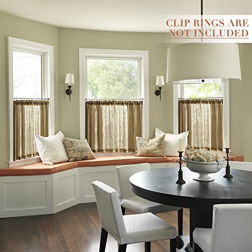 XTMYI Country Kitchen Curtains Burlap Linen Woven Textured Cabin Bathroom Farmhouse Decor Cafe Curtain Tiers Short Rustic Curtains for Small Window,Camal,36 Inch Length - color: Tan, size: 25"W x 36"L (Pack of 2)