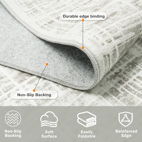 8x10 Washable Area Rug for Living Room Bedroom: Non-Slip Modern White Gray - color: White Gray, size: 8' x 10' (Rectangular)