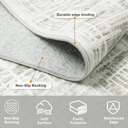 8x10 Washable Area Rug for Living Room Bedroom: Non-Slip Modern White Gray - color: White Gray, size: 8' x 10' (Rectangular)