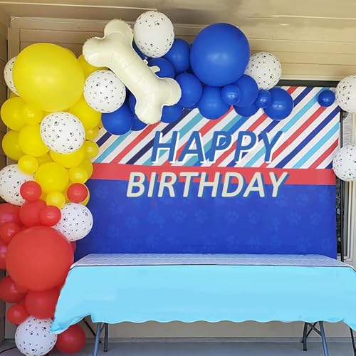 Dog Paw Print Balloons 12 Inch Red Blue Yellow Confetti Latex Party Balloon - color: Red Yellow Blue