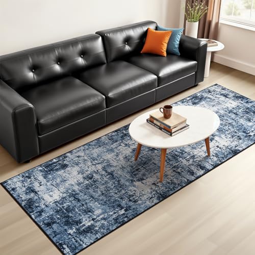 Rugflix 2x7 Runner Rug for Hallway, Washable Navy Blue Kitchen Runners - color: 01-ocean Blue, size: 2' x 7' (Runner)