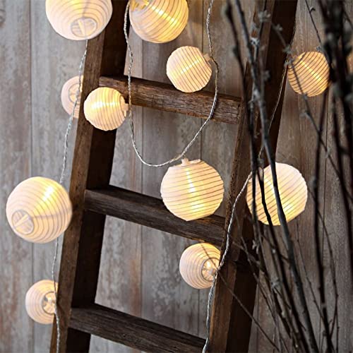 Vigdur White Paper Lantern String Lights Plug in Connectable, 9.8FT - color: White Lantern - Large and Small