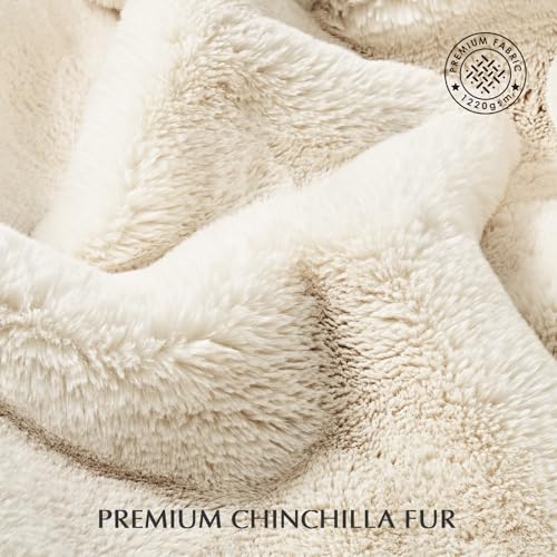 EverGrace Faux Chinchilla Fur Throw Blanket, 72"x90", Arctic White - color: Arctic White, size: 72"x90"
