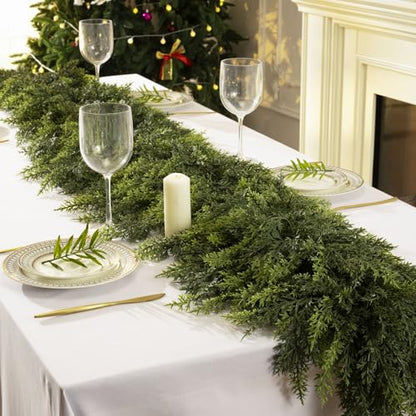 6Ft Christmas Garland,Real Touch Cedar Garland,Realistic Faux Pine Garlands - size: 6FT