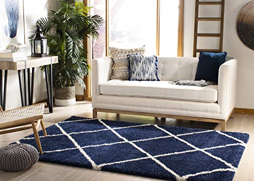 SAFAVIEH Hudson Shag Accent Rug 2'x3', Soft Plush Navy & Ivory SGH281C - color: Navy/Ivory, size: 2' x 3' (Rectangular)