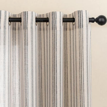MYSKY HOME Dark Grey Striped Linen Curtains for Bedroom 52Wx63L,2 Panels - color: B-dark Grey, size: 52"W x 63"L (Pack of 2)