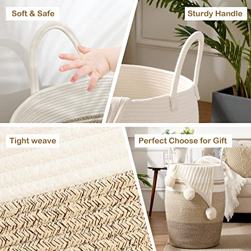 OIAHOMY 105L Laundry Hamper Woven Cotton Rope Large Clothes Hamper Yellow - color: Gradient Yellow