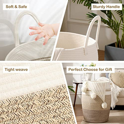 OIAHOMY 105L Laundry Hamper Woven Cotton Rope Large Clothes Hamper Yellow - color: Gradient Yellow
