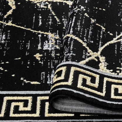 GLORY RUGS Area Rugs Marble 4x5 Black Gold Carpet Modern Abstract Rug Living Room Dining Bedroom Rug - color: Black, size: 4' x 5' (Rectangular)