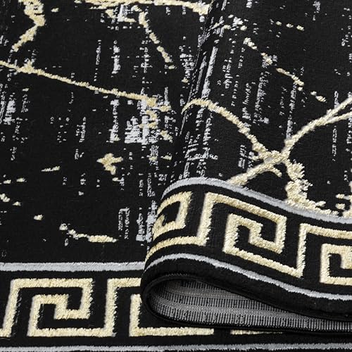 GLORY RUGS Area Rugs Marble 5X7 Black Gold Carpet Modern Abstract Rug Living Room Dining Bedroom Rug - color: Black, size: 5' x 7' (Rectangular)