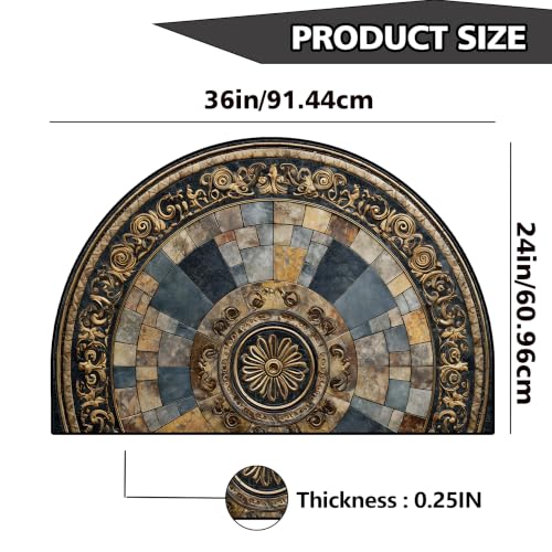 Half Round Door Mat 24"x36", Non-Slip Indoor Entryway Rug, Washable - color: Multicolor-1