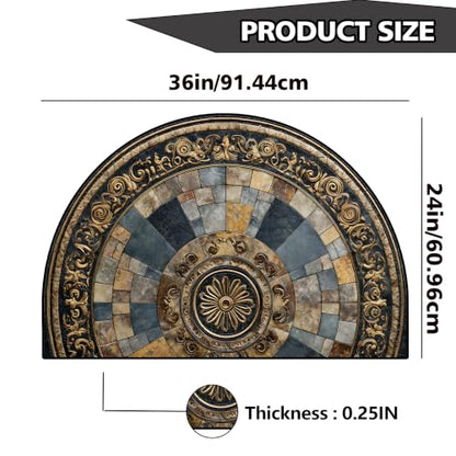 Half Round Door Mat 24"x36", Non-Slip Indoor Entryway Rug, Washable - color: Multicolor-1