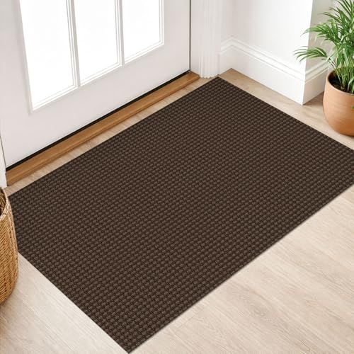 IOHOUZE Small Area Rug 2x3 Washable Woven Rugs for Entryway Non Slip Rubber Backed Front Door Rugs Indoor Doormat Throw Rug Floor Carpet for Entrance Kitchen, Brown - color: Brown, size: 2' x 3' (Rectangular)