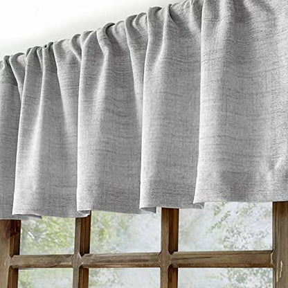 2 Pack Faux Linen Farmhouse Kitchen Valance for Windows, 54x15 inch, Grey - color: Grey, size: 54"W x 15"L (Pack of 2)