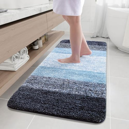 Arotive Microfiber Bathroom Rugs, Shaggy Soft Absorbent Bath Rug, 59x24 - color: Blue, size: 59" X 24"