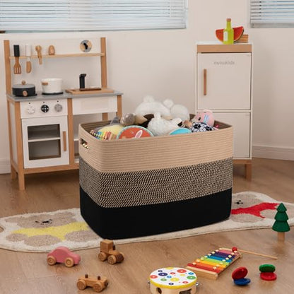 OIAHOMY 108L Extra Large Blanket Basket Dog Toy Basket Yellow and Black - color: Yellow and Black