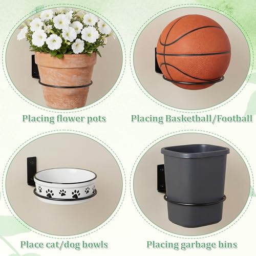 12 Pack 6 Inch Wall Plant Holder, Indoor Metal Plant Hanger Wall Mount Plant Holder Flower Pot Holder Ring, Black