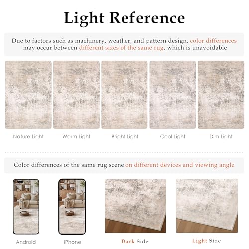 HUGEAR 5x7 Beige Abstract Washable Area Rug for Living Room - color: Beige, size: 5' x 7' (Rectangular)