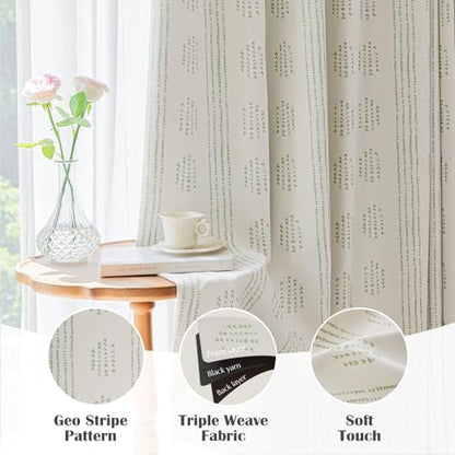 100% Blackout Green Boho Curtains, 96 Inches, 2 Panels for Bedroom - color: Green, size: 52"W x 96"L (Pack of 2)