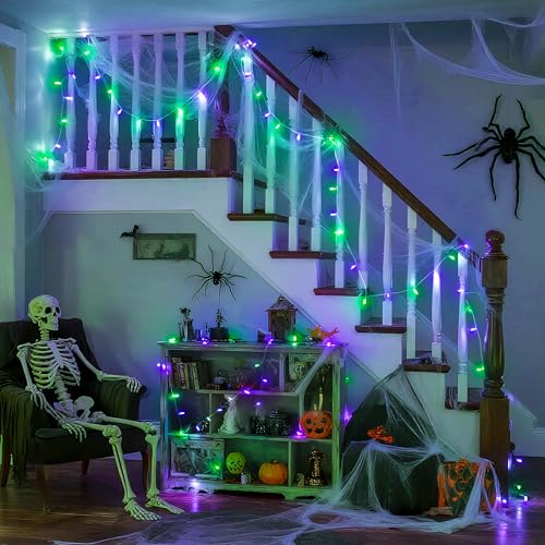 JMEXSUSS Connectable Purple and Green Halloween Lights Plug-in - color: Purple Green, size: 100 LED