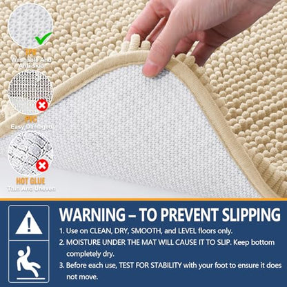 Arotive Bathroom Rugs 59x35, Soft Absorbent Shaggy Chenille Bath Rugs - color: Beige, size: 59" X 35"