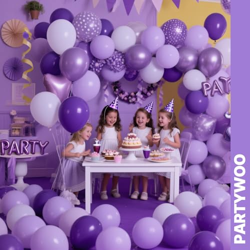 PartyWoo Purple Balloons 66pcs 12 Inch Light Purple Lilac Lavender Balloons - color: Purple-3318