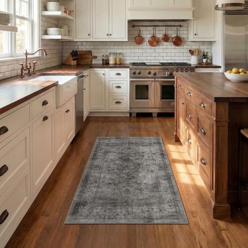 Homemate Washable Rug 4x6 Area Rugs - Vintage Rugs for Living Room - color: Black, size: 4x6 ft