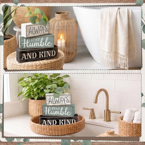 Lineshading 4 Pcs Inspirational Farmhouse Table Decor Wooden Shelves Signs - style: Beautiful