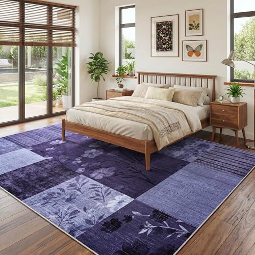 6'x9' Dark Purple Patchwork Geometric Area Rug - color: Dark Purple, size: 6' x 9' (Rectangular)