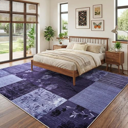 6'x9' Dark Purple Patchwork Geometric Area Rug - color: Dark Purple, size: 6' x 9' (Rectangular)